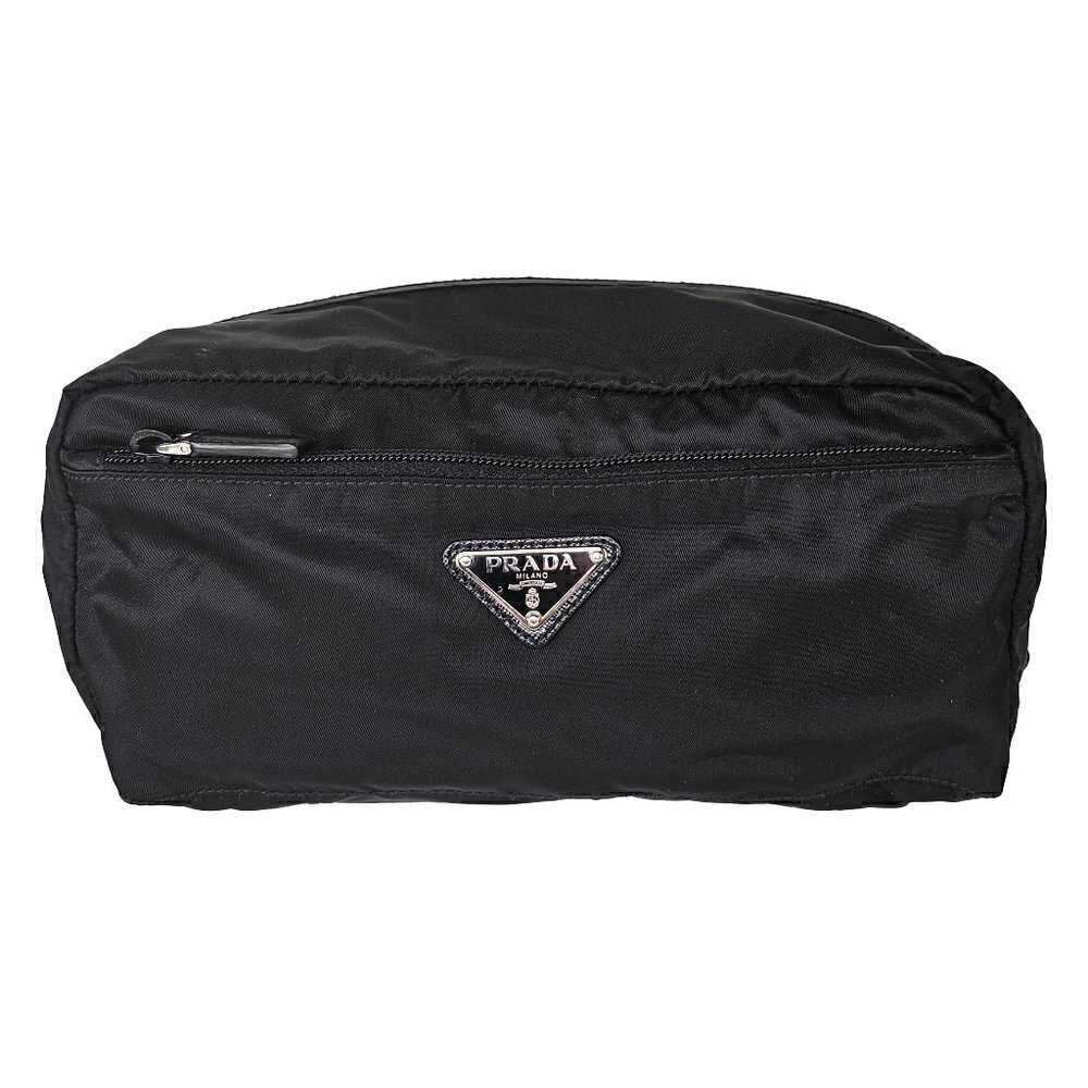 Prada Black Nylon Double Zip Large Toiletry Case Bag - Picture 1 of 7